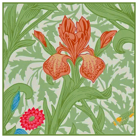 Orange Iris Flower design by William Morris Counted Cross Stitch Pattern