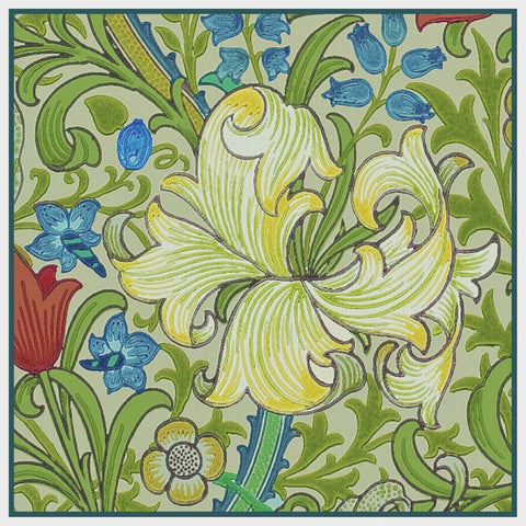 Originals William Morris Green Lily Flower Counted Cross Stitch Pattern