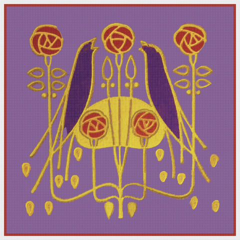 Art Nouveau Birds and Roses By Talwin Morris  Arts and Crafts Style Counted Cross Stitch Pattern  DIGITAL DOWNLOAD