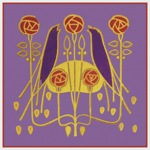 Art Nouveau Birds and Roses By Talwin Morris  Arts and Crafts Style Counted Cross Stitch Pattern
