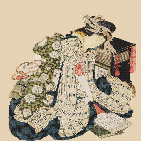 Orenco Originals Hokusai Asian Kimono Courtesan-Square Design Counted Cross Stitch Pattern
