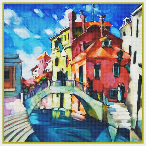 Venice Italy Landscape by Artist Konrad Magi Counted Cross Stitch Pattern DIGITAL DOWNLOAD