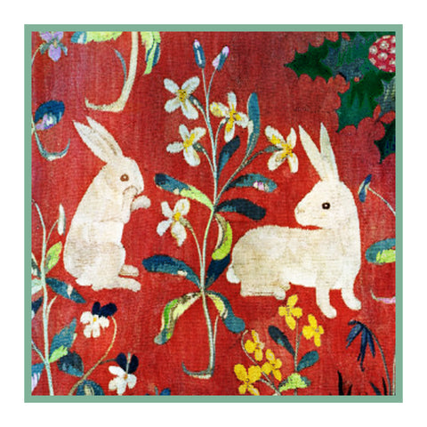 Two Rabbits Detail from the Lady and The Unicorn Tapestries Counted Cross Stitch Pattern