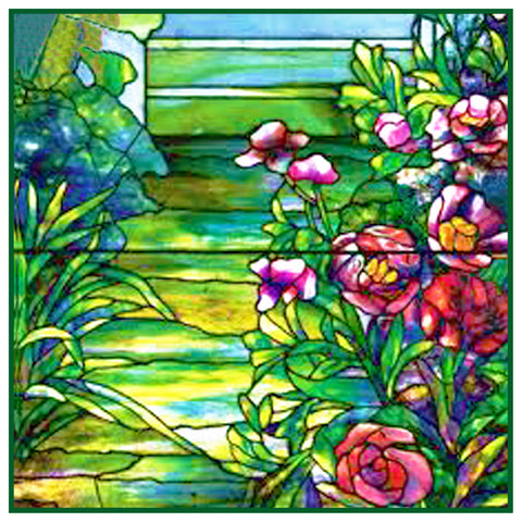 Welcoming Spring Flowers inspired by Louis Comfort Tiffany  Counted Cross Stitch Pattern