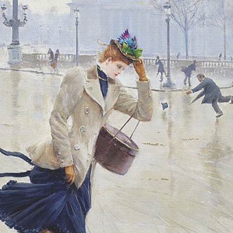 A Windy Day on Place de Concorde Detail by Jean Beraud Counted Cross Stitch Pattern