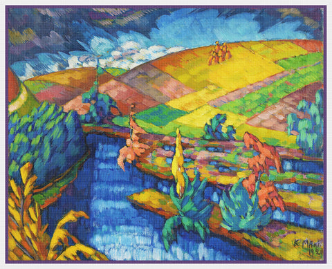 Puhajarv Estonia Landscape Artist Konrad Magi Counted Cross Stitch Pattern