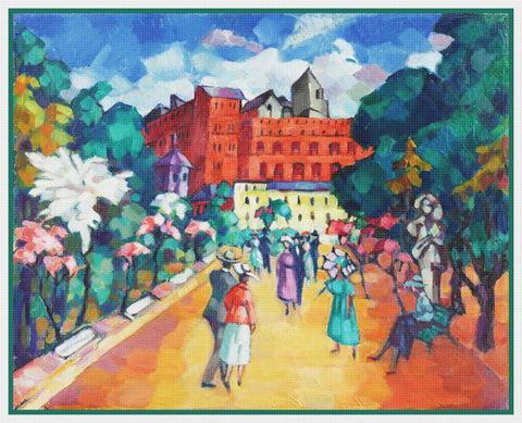 A Walk in Rome Landscape by Artist Konrad Magi Counted Cross Stitch Pattern