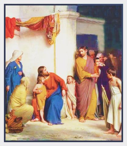 Christ With Children by Carl Bloch Counted Cross Stitch Chart Pattern DIGITAL DOWNLOAD