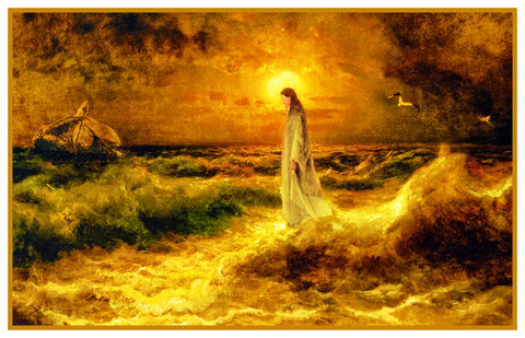 Jesus Christ Walking on Water By Jullius Von Klever Counted Cross Stitch Pattern DIGITAL DOWNLOAD