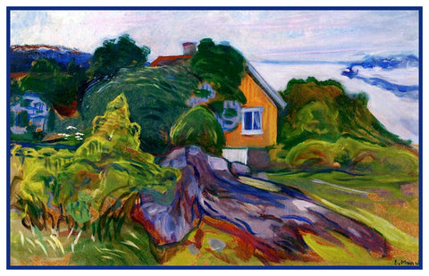 House by the Fjord by Symbolist Artist Edvard Munch Counted Cross Stitch Pattern