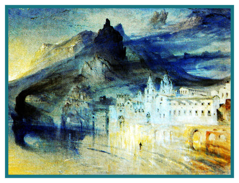 John Ruskin's View of Amalfi Italy Counted Cross Stitch Pattern