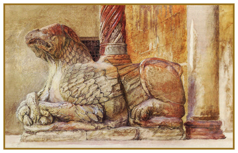 Sketch of The Gryphon from the Duomo Verona Italy by John Ruskin Counted Cross Stitch Pattern