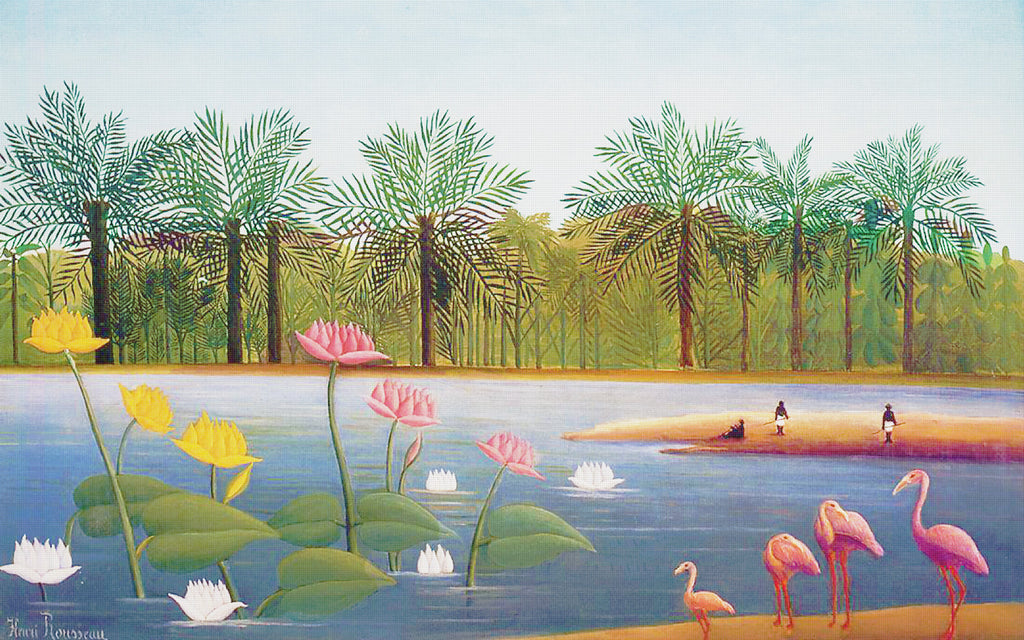 The Flamingo at Waters Edge  by Henri Rousseau Counted Cross Stitch Pattern