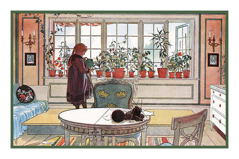 The Garden Window by Swedish Artist Carl Larsson Counted Cross Stitch Pattern