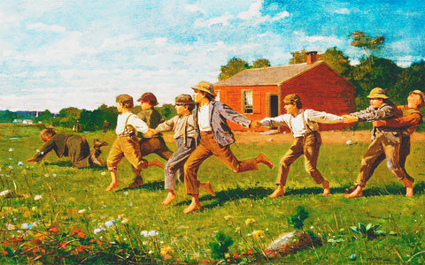 Schoolboys Snap the Whip by Winslow Homer Counted Cross Stitch Pattern