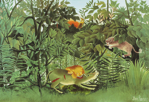 The Hungry Lion by Henri Rousseau Counted Cross Stitch Pattern