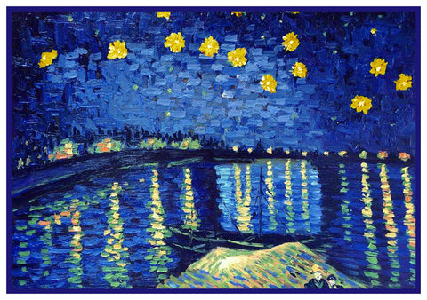Starry Night Over The Rhone Detail by Vincent Van Gogh Counted Cross Stitch Pattern DIGITAL DOWNLOAD