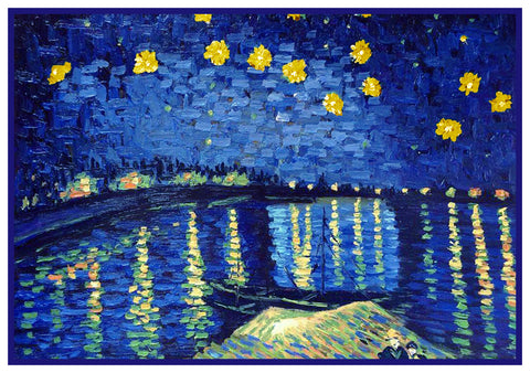 Starry Night Over The Rhone Detail by Vincent Van Gogh Counted Cross Stitch Pattern
