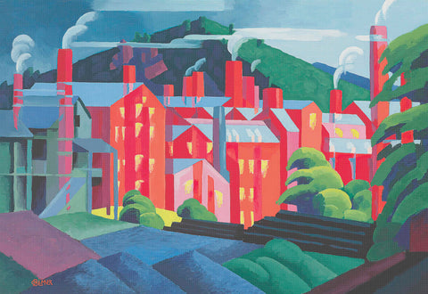New Jersey Silk Mill by Oscar Florianus Bluemner Counted Cross Stitch Pattern