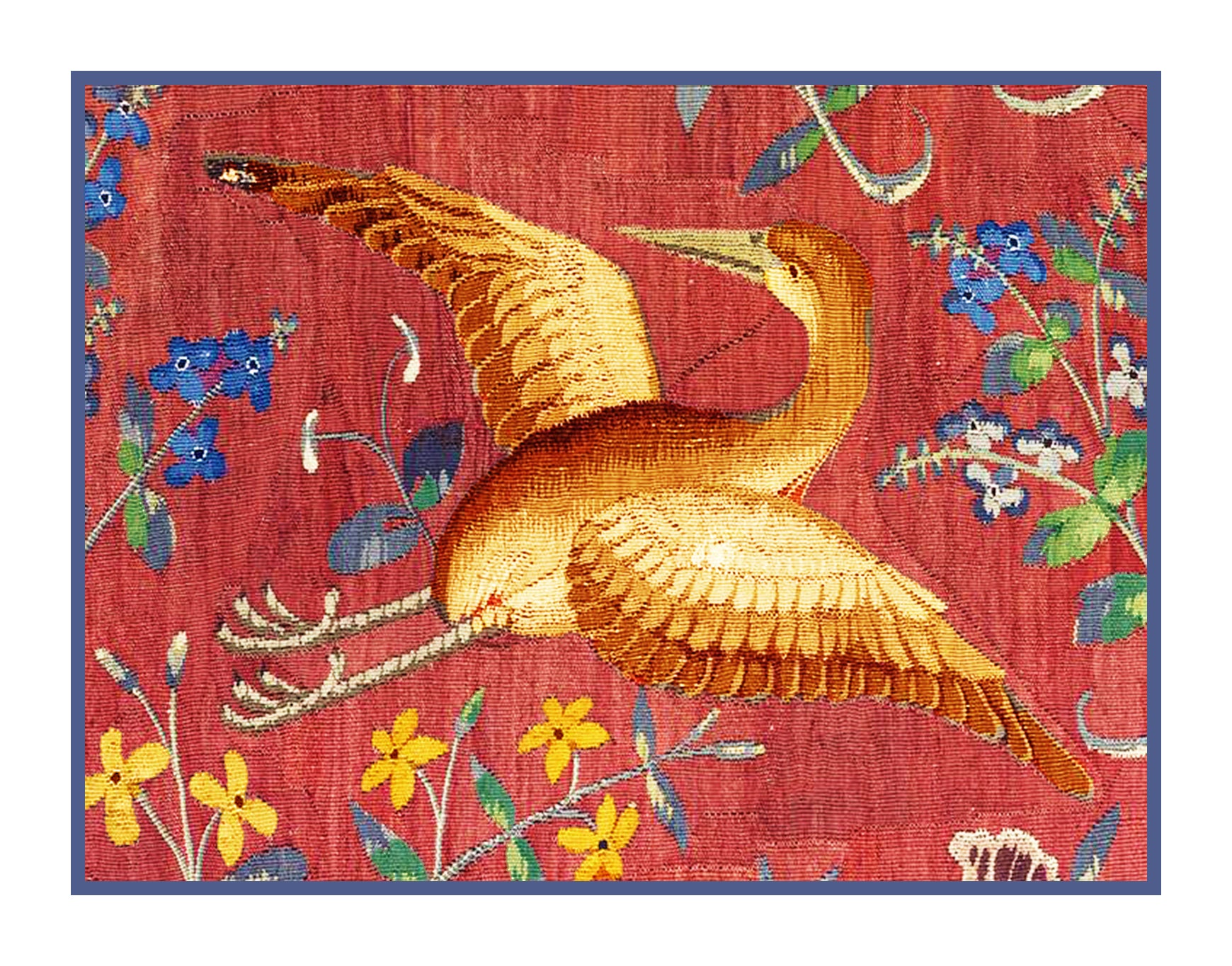 Bird Crane Detail from the Lady and The Unicorn Tapestries Counted Cro