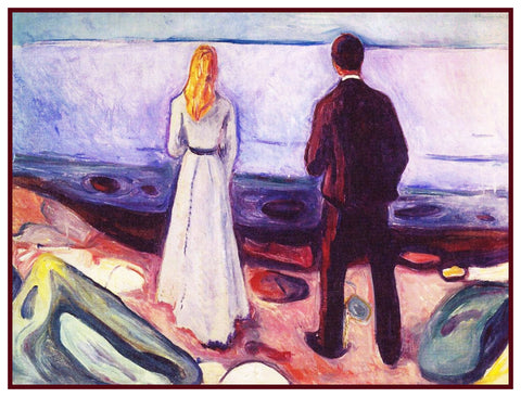 2 People the Lonely Ones by Symbolist Artist Edvard Munch Counted Cross Stitch Pattern