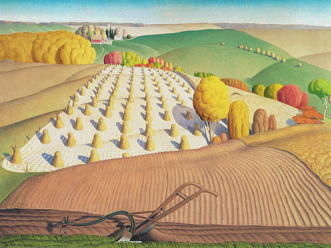 Fall Planting by American Painter Grant Wood Counted Cross Stitch Pattern