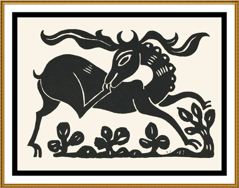 Russian Folk Art Animal Antelope by Issachar Ber Ryback's Counted Cross Stitch Pattern