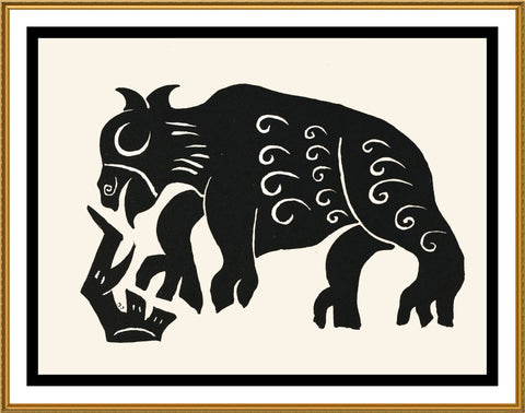 Russian Folk Art Animal Bull by Issachar Ber Ryback's Counted Cross Stitch Pattern
