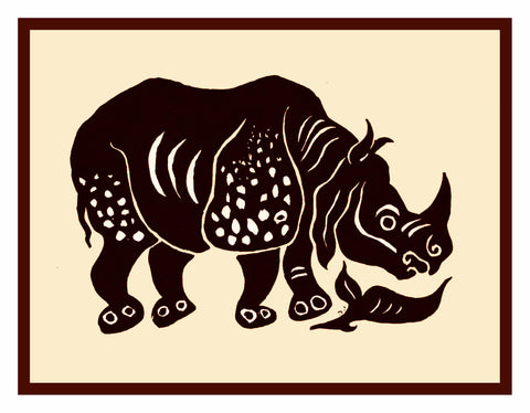 Russian Folk Art Animal Rhinoceros by Issachar Ber Ryback's Counted Cross Stitch Pattern
