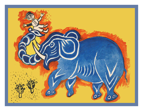 Russian Folk Art Animal Blue Elephant Doll by Issachar Ber Ryback's Counted Cross Stitch Pattern