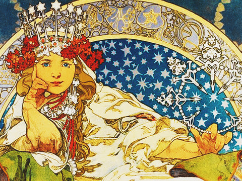 Princess Hyacinth Detail by Alphonse Mucha Counted Cross Stitch Pattern