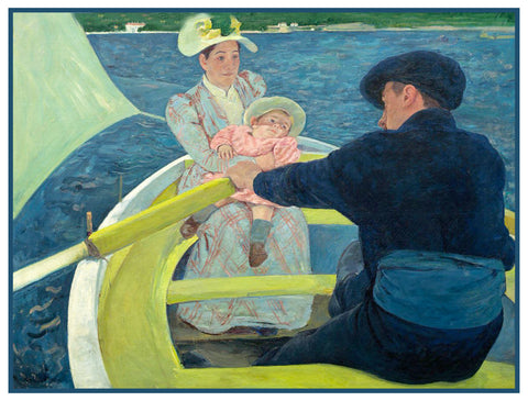 A Family Boating Party by American impressionist artist Mary Cassatt Counted Cross Stitch Pattern