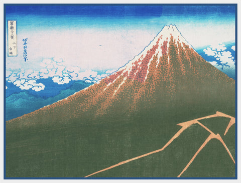 Asian Japanese Storm on Mount Fuji by Hokusai Counted Cross Stitch Pattern