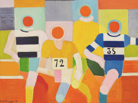 The Runners Geometric Cubism by Artist Robert Delaunay Counted Cross Stitch Pattern DIGITAL DOWNLOAD