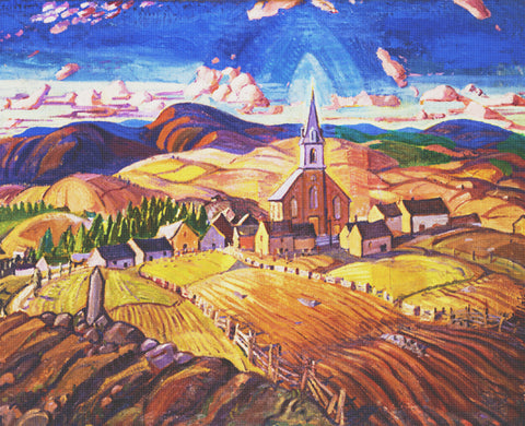 Canadian Group of Seven Arthur Lismer Quebec Village Counted Cross Stitch Pattern