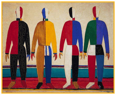 Geometric The Sportsmen by Artist Kazimir Malevich Counted Cross Stitch Pattern