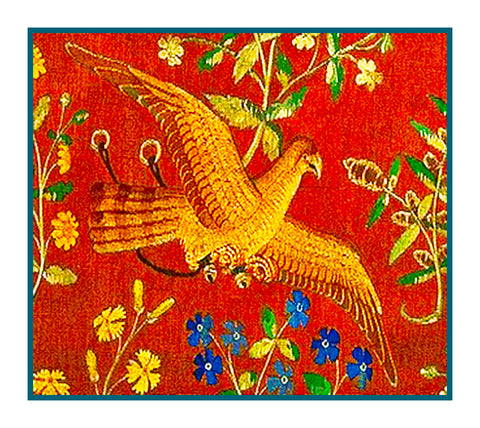 Bird Detail from Taste Panel from the Lady and The Unicorn Tapestries Counted Cross Stitch Pattern