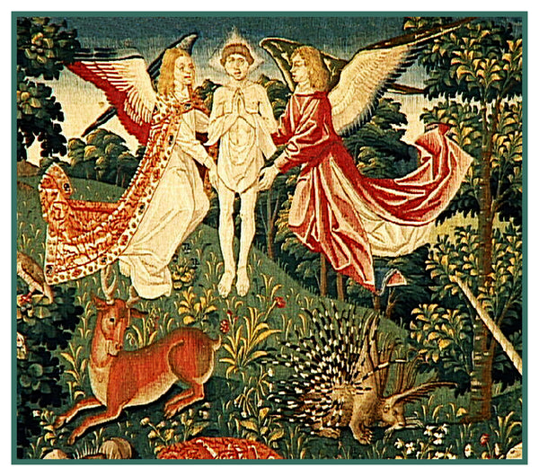 Angels and St Stephen Detail From St Etienne Medieval Tapestry