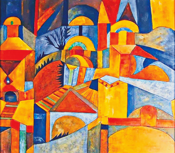 Senecio Detail-Square by Expressionist Artist Paul Klee