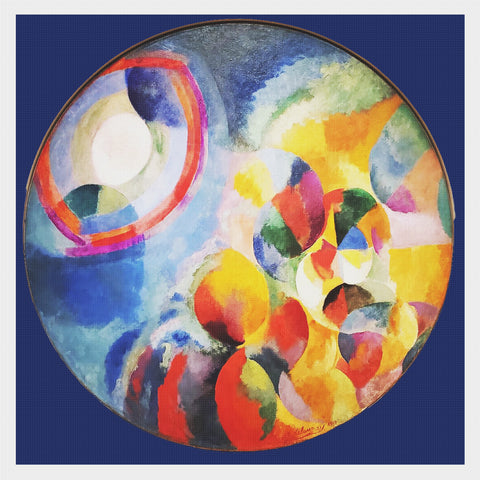 Simultaneous Contrasts Sun and Moon Geometric Cubism by Artist Robert Delaunay Counted Cross Stitch Pattern