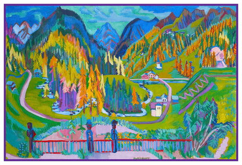 The Alps in Davos Switzerland by Ernst Ludwig Kirchner Counted Cross Stitch Pattern