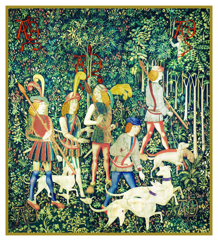The Hunters Enter The Woods from The Hunt for the Unicorn Tapestries Counted Cross Stitch Pattern