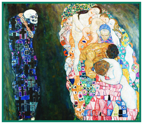 Gustav Klimt's DEATH and LIFE from Symbolist Art Counted Cross Stitch Pattern