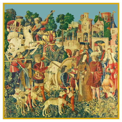 The Unicorn Is Killed Brought to the Castle from The Hunt for the Unicorn Tapestries Counted Cross Stitch Pattern