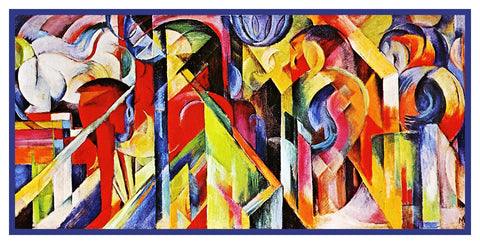 The Stables by Expressionist Artist Franz Marc Counted Cross Stitch Pattern