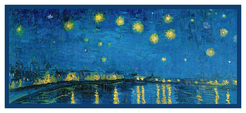 Starry Night Over The Rhone Runner by Vincent Van Gogh Counted Cross Stitch Pattern