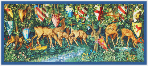 Holy Grail Verdure Animals Detail Runner Design by William Morris and Company Counted Cross Stitch Pattern DIGITAL DOWNLOAD