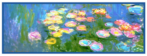 Water Lilies in Bloom Runner inspired by Claude Monet's impressionist painting Counted Cross Stitch Pattern