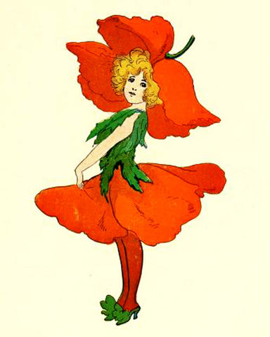 The Red Poppy Flower Fairy by Elizabeth Gordon Counted Cross Stitch Pattern DIGITAL DOWNLOAD
