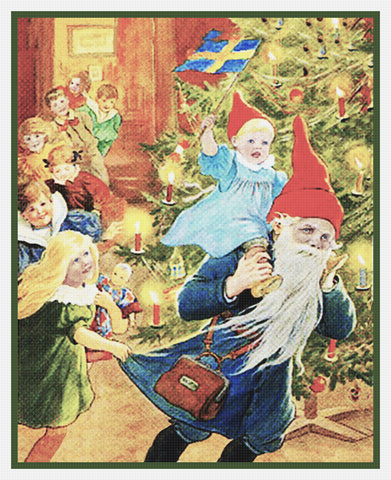 Tomte-Elf Baby Celebrating Holiday Jenny Nystrom  Holiday Christmas Counted Cross Stitch Pattern